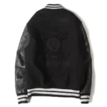 stussy black leather jacket