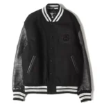 stussy black leather jacket