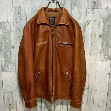 stussy brown leather jacket