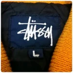 stussy black leather jacket