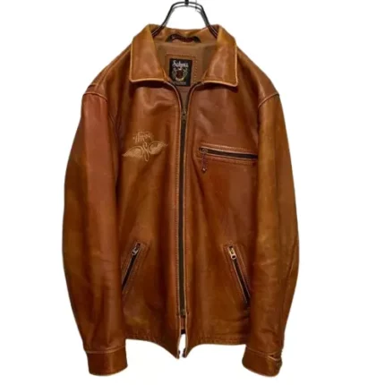 stussy brown leather jacket