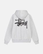 BASIC STÜSSY ZIP GREY HOODIE