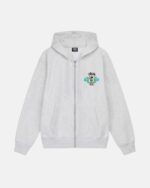 SKULL CREST ZIP WHITE HOODIE