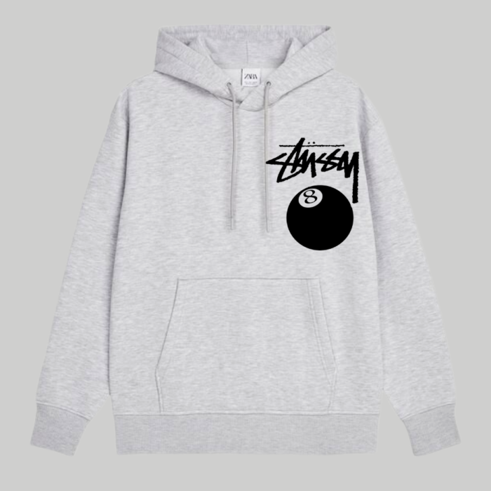 Stussy 8 Ball Fleece Grey Hoodie