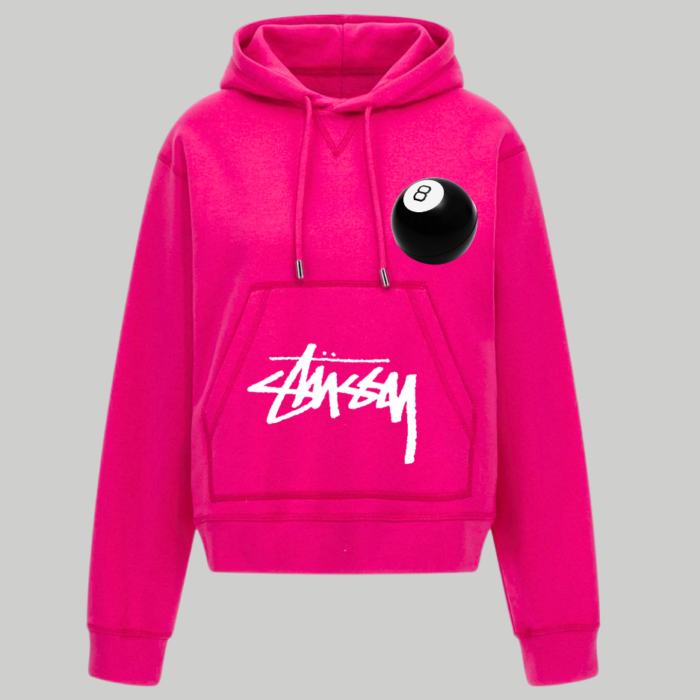 Stussy 8 Ball Fleece Pink Hoodie